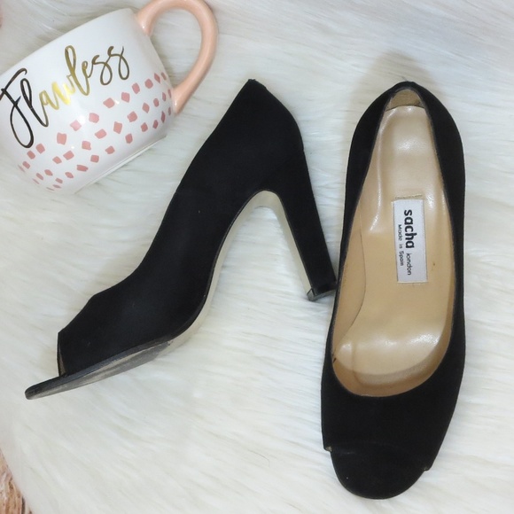 Sacha London | 7.5 | Suede Peeptoe Pumps - Picture 3 of 7